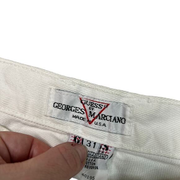 GUESS Vintage 80s High Waisted Tapered Leg Mom Jeans FLAW White Womens 31 - Picture 8 of 9